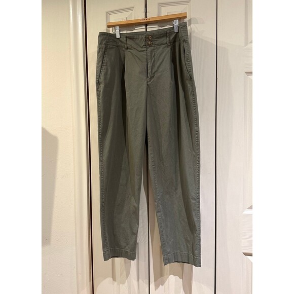A New Day Olive Green High Rise Pleated Chino Pants Stretch Cotton Lyocell 14 - Picture 5 of 12